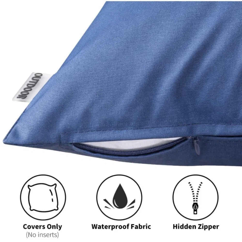 Luxury Home | Chic Navy Blue Outdoor Water Resistant Throw Pillow Covers